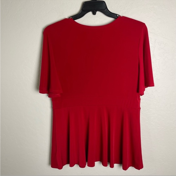 Torrid Red Studio Knit V-Neck Flutter Sleeve Peplum Top 1X - Picture 8 of 10